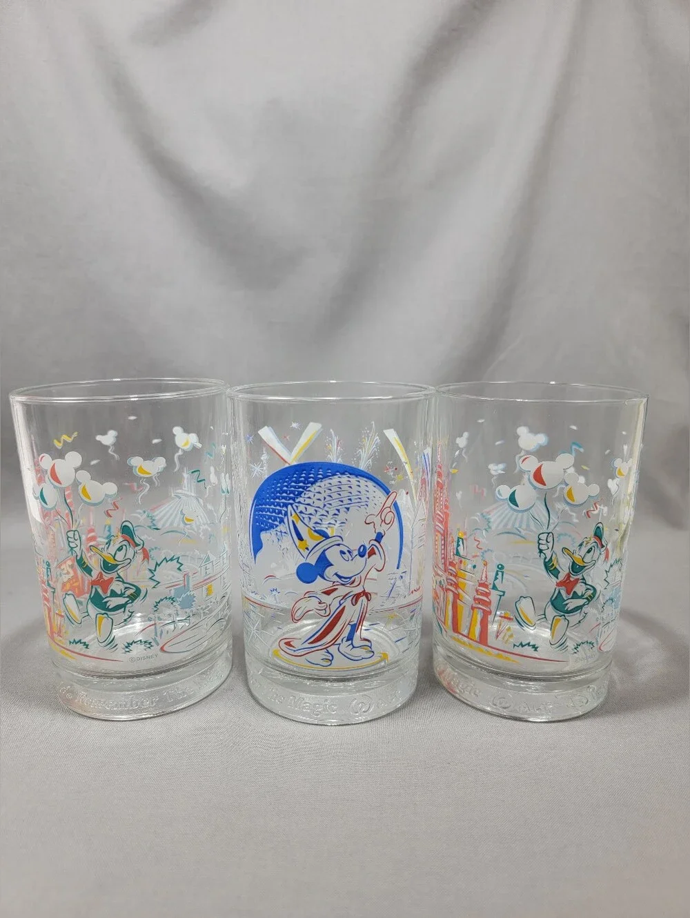 Vtg Disney Remember The Magic 25 Years McDonald's Glasses Mickey Donald Duck Lot